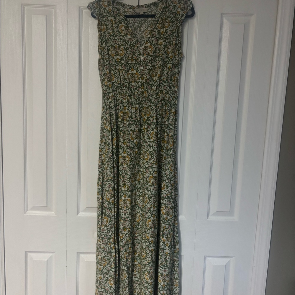 Ann Taylor Factory Floral Maxi Dress in Green and Yellow
